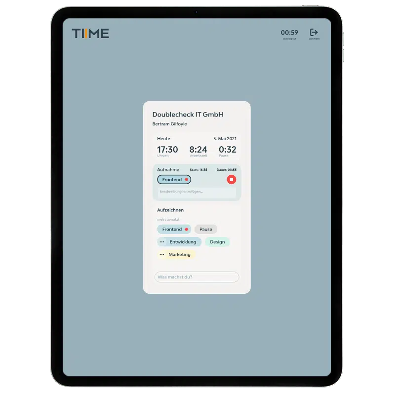 TIIME Terminal Dashboard für Nutzer