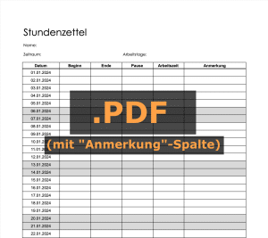 Stundenzettelvorlage zum Ausdrucken
